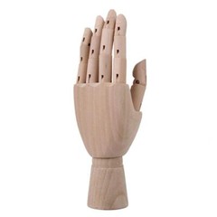 Wooden Hand Model, Left Hand 7 inches Natural wood color