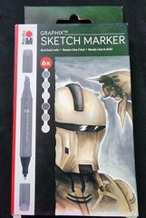 NEW Marabu Graphix Sketch Marker Set Alpha Robot 6 packs Free FASt shipping !!