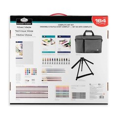 Deluxe Mixed Media Art Set 164 Pieces Easel Acrylic Paints Draw Pencils Brushes