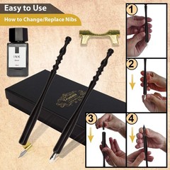 Calligraphy Set for Beginners, Dip Pen Set with 19 Nibs, Oblique Pen Holder, …