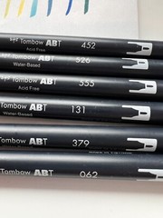 TOMBOW ABT Dual Brush Pen LOT of 6 tested 062 379 131 555 526 452 Blue Yellow