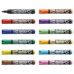 Shachihata Drying Marker, 177NK-12S, Medium Round Tip, 12-Color Set
