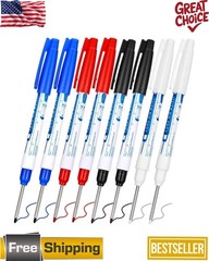 8PCS Long Nose Marker Pens – Waterproof Felt Tip for Woodworking & Construction
