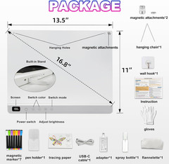Rechargeable LED Drawing Board for Kids, Large 16″ Light up Drawing Pad with 8 R