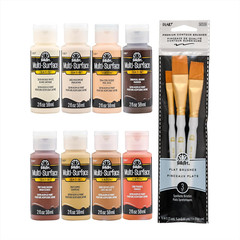 Multi-Surface Skintone Acrylic Craft Paint Kit, 11 Piece Set Featuring 8 Satin F