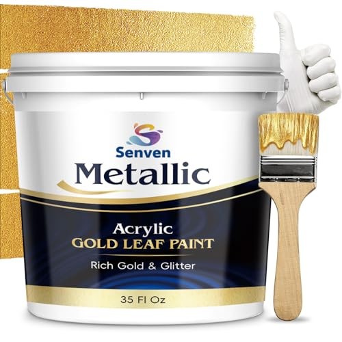 Gold Paint 35 Fl Oz Metallic Liquid Gold Leaf Paint Rich Golds Paint