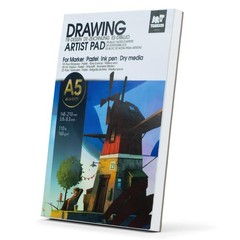 A5 Sketchbook Marker Pad 65 Sheets 160gsm Heavyweight No Bleed Paper for Drawing