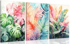 3pcs Framed Tropical Botanical Canvas Wall Art Monstera Leaves Posters Botani…