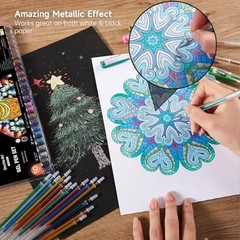 Metallic Gel Pens 50 Pack Set 25 Colors with 25 Refills Art Drawing