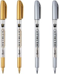 Versatile Metallic Markers – 4 Pack Gold & Silver Pens for All Surfaces