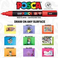 Posca Paint Markers 15 Count Multicolor Broad Tip Non Toxic Art Supplies