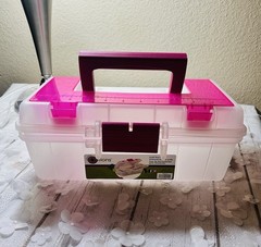 Creative Options Craft Tool Box Organizer 13X7.5X5 Clear W/Magenta
