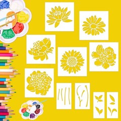 10Pcs Large Flower Stencils for Painting, 14 inch Floral Templates Drawing Pa…