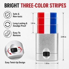 Wimarn Red White Blue Face Paint Stick