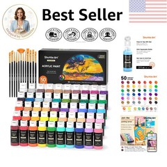 Waterproof Acrylic Paint Set – 50 Colors in 60ml Bottles for All Ages