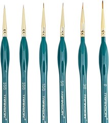 Transon Detail Thin Paint Brush Set 6pcs for Model Minature 6 PCS, Green