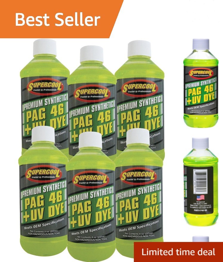 PAG Oil 46 Viscosity with UV Dye 8oz 6-Pack