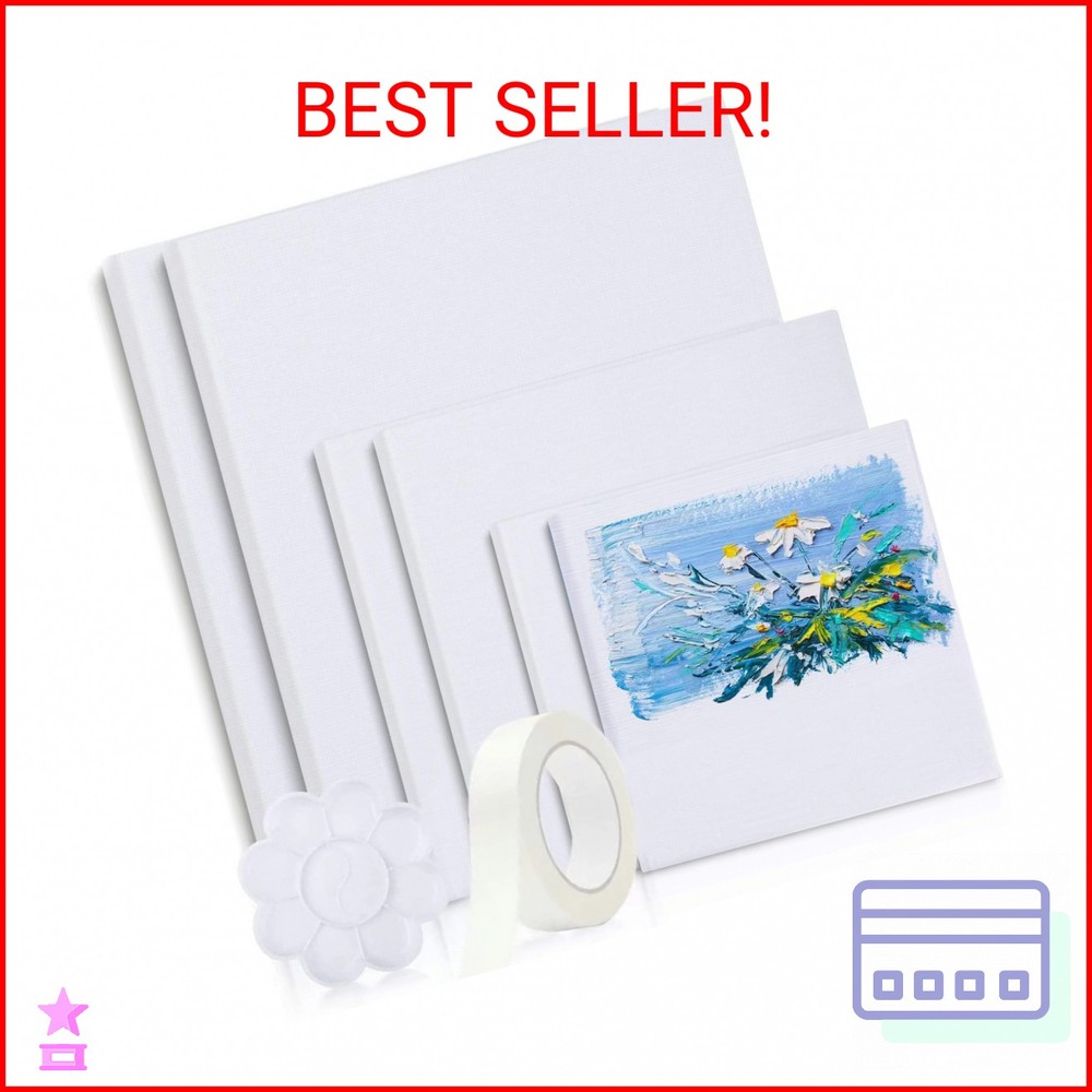 Canvases for Painting, 40×30, 30×20, 20×15, 8 Set Stretched White Canvas with Pe
