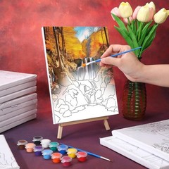 12 Pack Pre Drawn Canvas Painting Kit 8 X 10 Inches Realistic Landscape Art