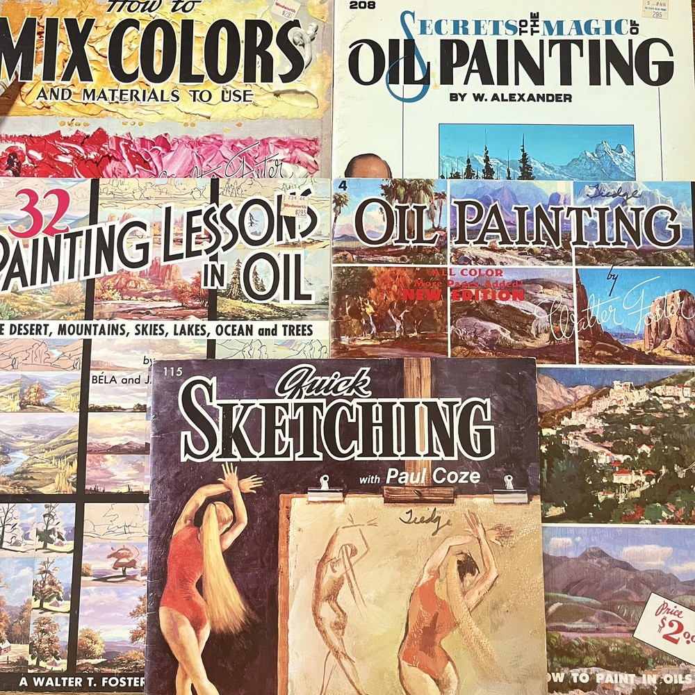 WALTER T FOSTER Lot Of 5 Vintage How To Draw And Paint Instructional Art Books