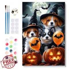 Bowetile 8x12in Halloween Dog Paint Numbers