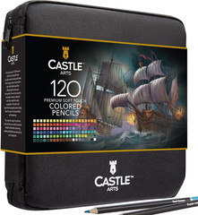 Castle Art Supplies 120 Coloring Pencils Zipper-Case Set | Premium Quality Soft