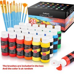 Caliart 24 Colors Acrylic Paint Set with 12 2 Fl Oz (Pack of 24), Regular