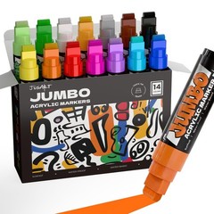14 Colors Jumbo Markers – 15mm Wide Tip Acrylic for Bold Poster, Sign & DIY Craf