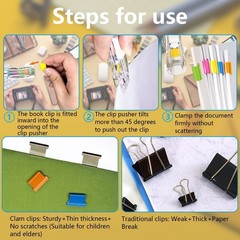 Office Supplies – 100pcs Reusable Metal Paper Clips, Portable Dispenser (50 C…