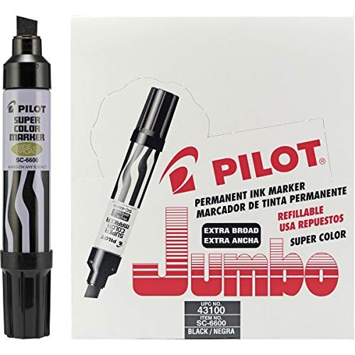 Super Color Jumbo Refillable Permanent Markers Black Ink 12-Pack 2mm_and_above