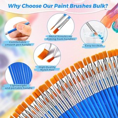 162 Pcs Paint Brushes Bulk, Round Flat Tip Acrylic 162 PCS, Blue