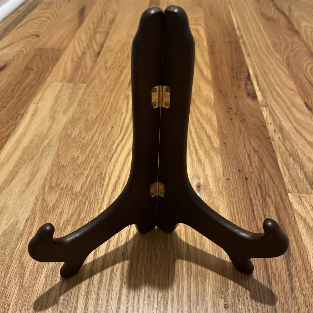 Kirkland 9” Dark Brown Finished Wooden Plate Easel Display Holder Stand