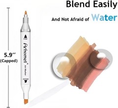 6 Colors Skin Tone Alcohol Markers Set, Skin, Wood, Earth Colors Dual Tips Art M