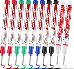 Thboxes 10 Pack Long Nib Marker, 20Mm Long Head Deep Hole Markers Waterproof Con