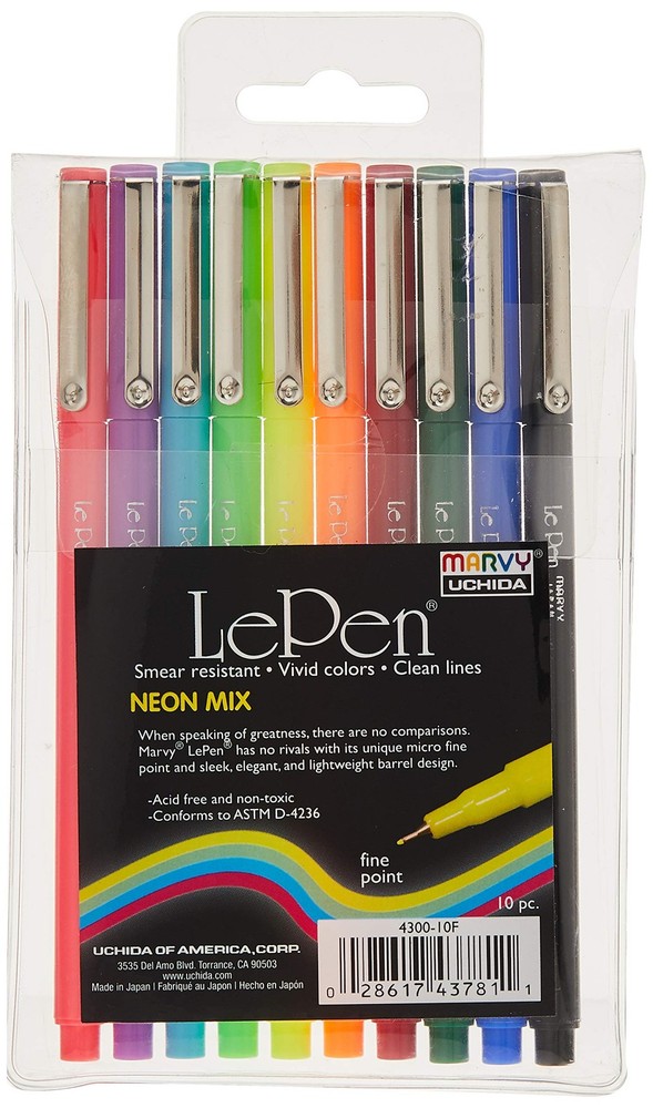 Uchida 4300-10F 10 1 Count (Pack of 10), Fluorescent Pink, Blue