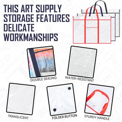 3 Pack Large Poster Storage Bag, Bulletin Board Holder Art Portfolio Case PVC Ar
