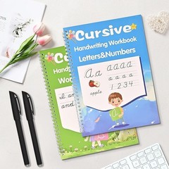 2 Pack Grooved Cursive Handwriting Workbook,Reusable Magic Practice Copybook,…