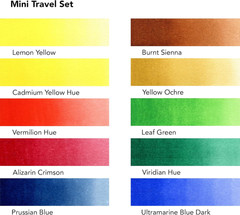 Daler-Rowney Mini Half Pan Travel Tin, 12 Piece Set, Colors May Vary