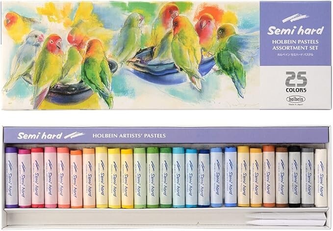 Holbein 310102 Semi-Hard Pastels, Set of 25 Colors