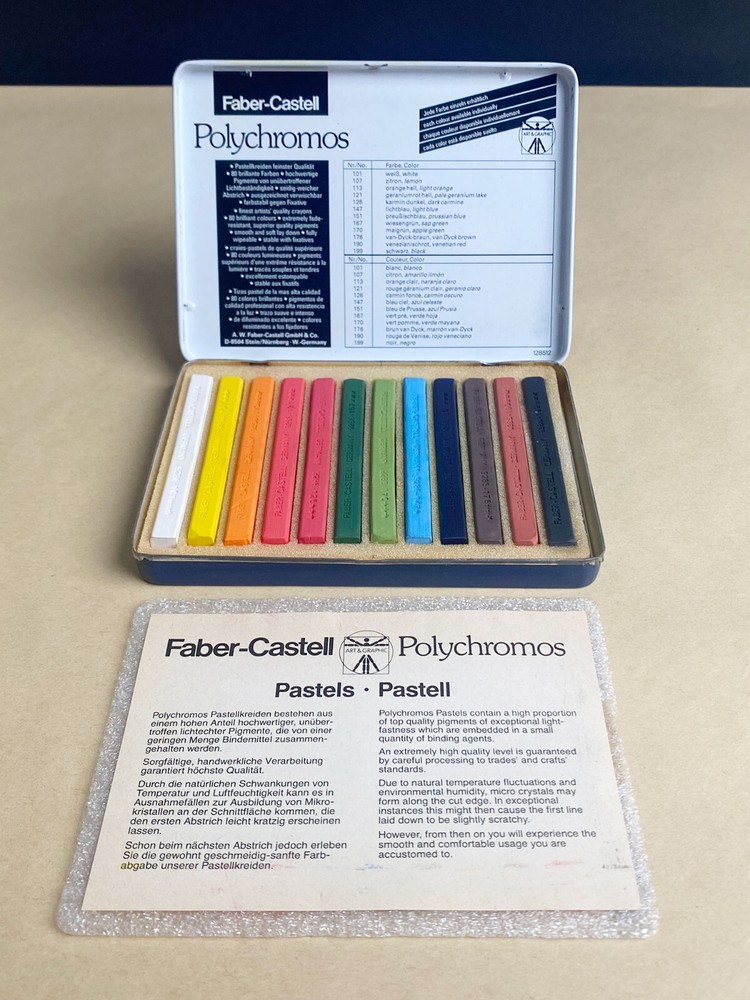 Vintage Faber-Castell Polychromos pastels 12 piece made in West Germany RARE