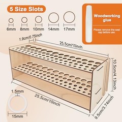 Wooden Paint Brush Holder with Glue 67 Hole and Large Tool Compartment Paint