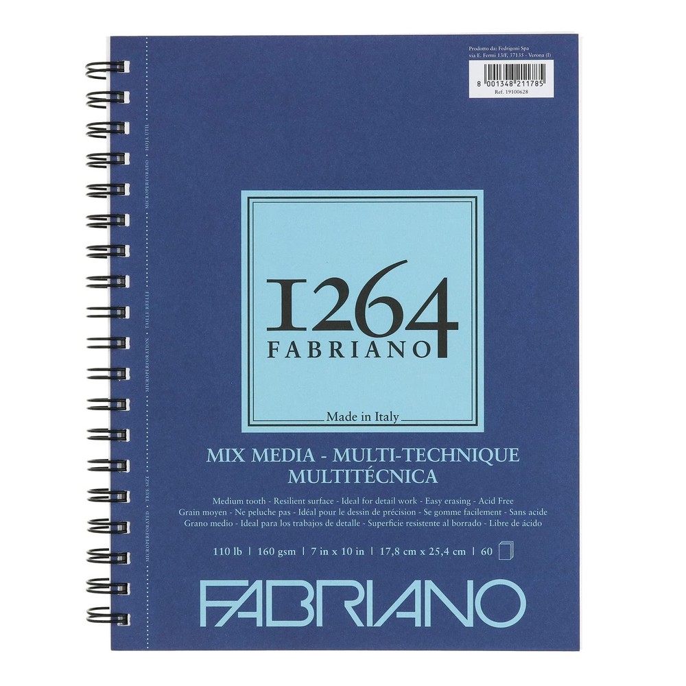 White Mixed Media Paper Pad 7 x 10 Inch 60 Sheets Acid Free Spiral Bound