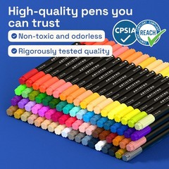 72-Pack Dual-Tip Acrylic Paint Markers Fine Dot Tip Fast Dry for Rock Glass Wood
