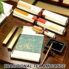 70.5″ x 12.6″ 2 Pcs Blank Hanging Scroll Paper Wood Rod, Sky Cyan