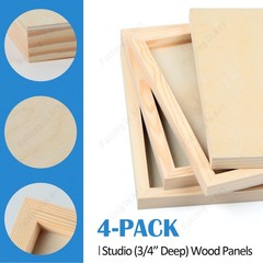 Unfinished Birch Wood Panels Kit for Painting, Wooden Canvas 4 Pack of 6×12’’…