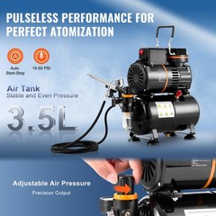 Uimoso Airbrush Kit Dual Fan Air Tank Compressor System Kit with 3.5L Air Tank
