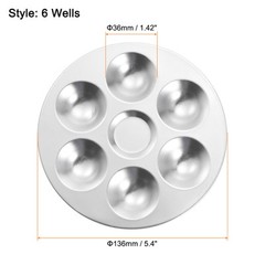2pcs 5.4″ 6 Wells Round Aluminum Paint Palette Tray Paint Mixing Pallet