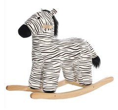 Zebra Shaped Kids Rocking Horse with Realistic Sound for 2-4 Years, Black