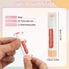 Solid Tempera Paints, 3 Pcs Washable Paint Sticks Paint Pens, Beige