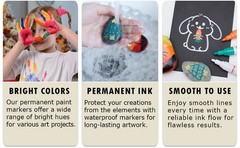 Black Paint Markers, 3 Pack Oil-Based Waterproof Quick Dry Permanent Paint Pen